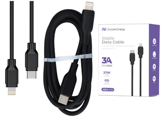 Nuovo cavo Encore Energy USB-C Lightning 3A cavo PD 27W per ricarica e trasferimento dati 100 cm nero EE40-CL