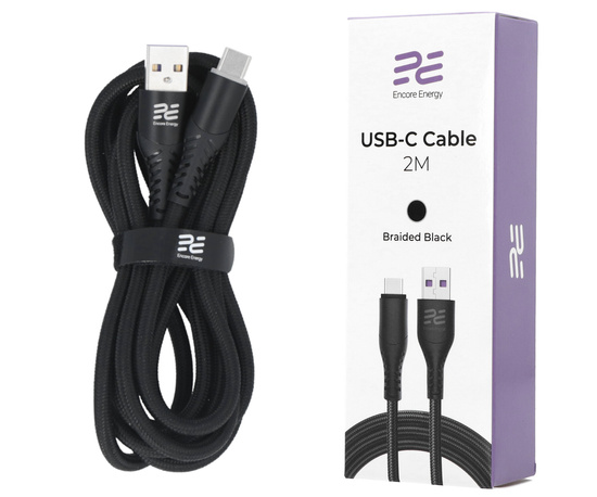 Nuevo cable Encore Energy USB-A a USB-C para carga y transferencia de datos de 200 cm.