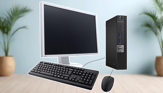 Dell 3040 Micro Office Set 8GB 240GB SSD + EIZO EV2436W 24" IPS Monitor + keyboard and mouse + cabling