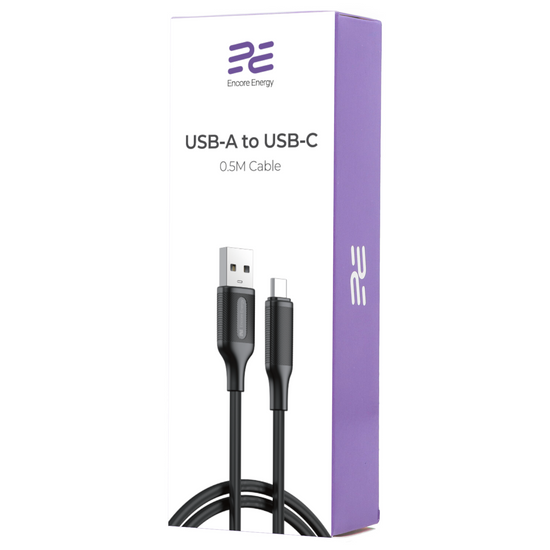Nuevo cable Encore Energy USB-A USB-C para carga y transferencia de datos de 50 cm MD-DTAC05B