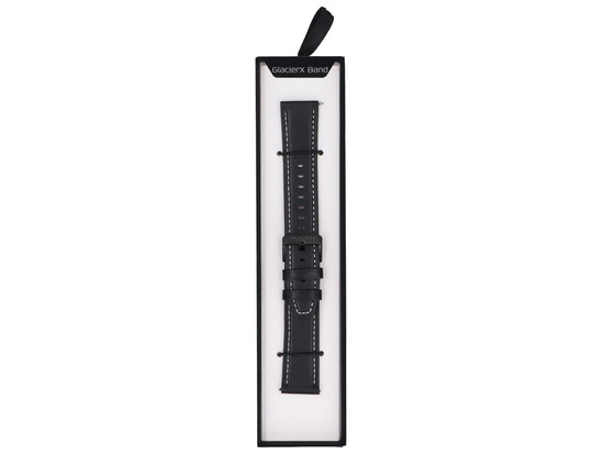 Nuovo cinturino per smartwatch GlacierX Classic Leather Nero 22mm