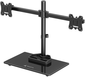 Neuer Schreibtischhalter Triadyn DuoBase für Zwei Monitore Fernseher 13-27" Ergonomisch Verstellbar Drehbar TRD-BLK-2ST-13"-27"