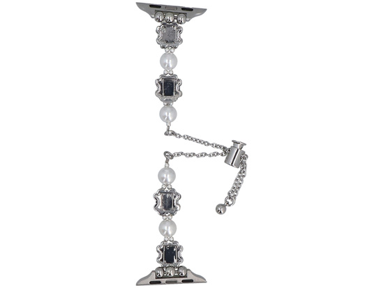 Neue Armbanduhr GlacierX Slider Clasp Clover Motif Bracelet Crystal Green für Apple Watch 38/40/41mm Silber-grün