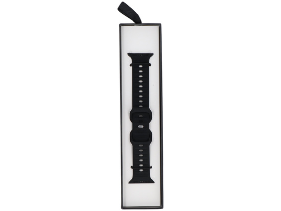 GlacierX Silicone Ribbed Black Strap for Apple Watch 38/40/41mm Black