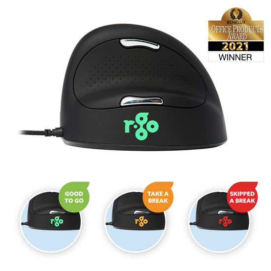New R-GO HE Break ergonomic vertical USB Optical Black RGOBRHESMR Mouse
