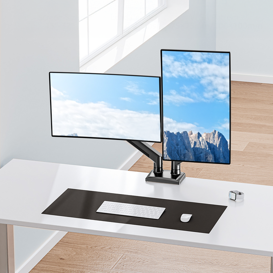 Neuer Schreibtischhalter Triadyn DuoFlexMount für zwei Monitore/Fernseher 13-32" ergonomisch verstellbar drehbar TRD-BLK-2AL-13"-32"