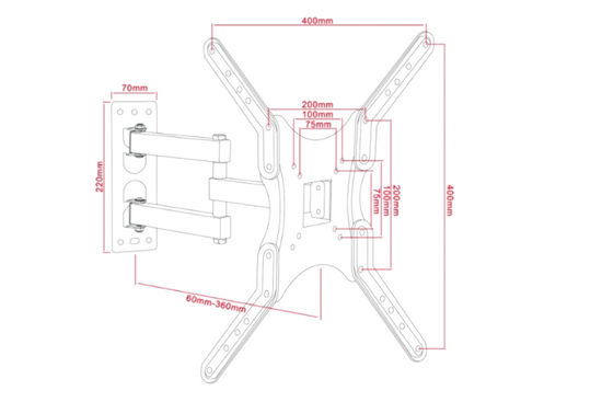 NEW ART AR-61A LCD/LED TV MOUNT 19-56'' bis zu 30KG vertikal/horizontal Wandhalterung