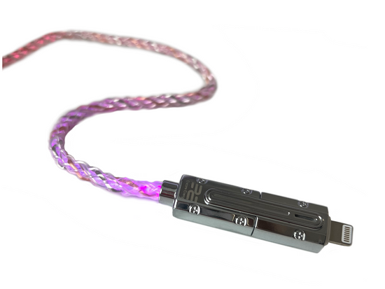 Nový podsvícený kabel Encore Energy 4v1 USB-C USB-A Lightning kabel QC PD 3A 60W pro nabíjení a přenos dat 100 cm EE133