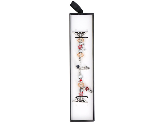 Нова браслет для смарт-годинника GlacierX Slider Clasp Beaded Charm Bracelet Crimson Glow для Apple Watch 38/40/41мм Срібно-жовто-червоний