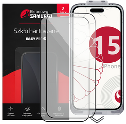 Nuevo Vidrio de privacidad Ekranowy Samuraj para Apple iPhone 15 con Easy Fit Frame | 2-Pack