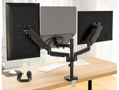 Nouveau support de bureau Triadyn TriMount pour deux moniteurs et un ordinateur portable ergonomique réglable pivotant TRD-BLK-3AL-13"-32"
