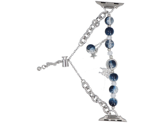 Nouvelle bracelet pour smartwatch GlacierX Slider Clasp Layered Charm Bracelet Nightfall Silver pour Apple Watch 38/40/41mm Argenté-bleu nuit