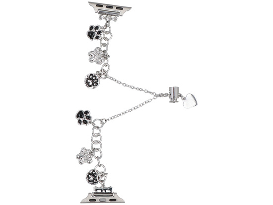 Нова браслет для смарт-годинника GlacierX Slider Clasp Little Paws Charm Bracelet Silver для Apple Watch 38/40/41mm Срібний