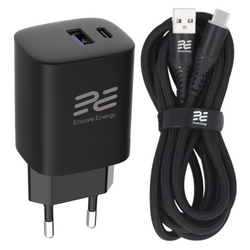 Neue Netzladegerät Encore Energy GaN QC 4.0 PD 3.0 USB-A USB-C 45W GaN-4583R + USB-A zu USB-C Kabel 2m