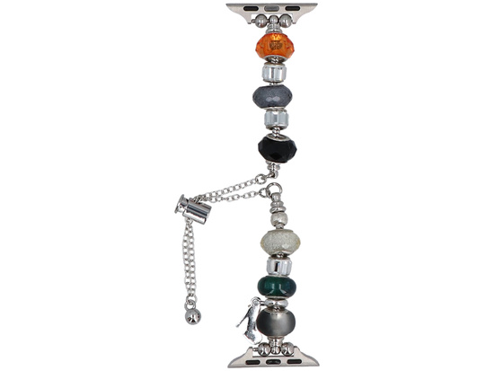 Nueva pulsera para smartwatch GlacierX Slider Clasp Beaded Charm Bracelet Space Glow para Apple Watch 38/40/41mm Plata-negra