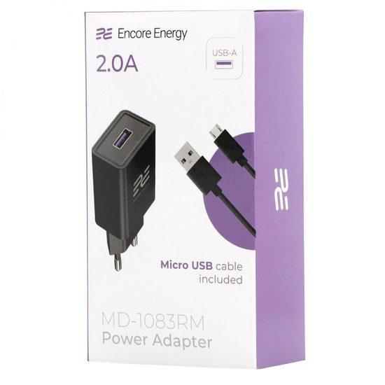 Нова мережна зарядка Encore Energy USB-A 10W + кабель micro USB універсальна зарядка MD-1083RM