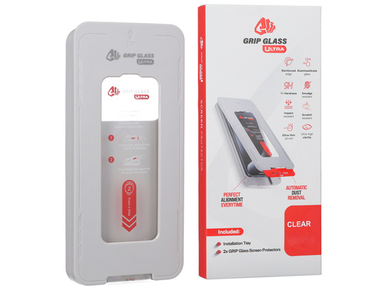 Nové tvrzené sklo Grip Glass Ultra pro Apple iPhone 15/16 s instalačním rámečkem 2ks