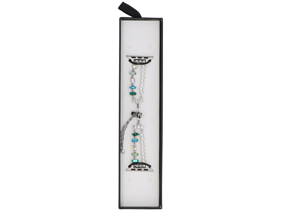 Нова браслет для смарт-годинника GlacierX Slider Clasp Double Chain Bracelet Crystal Green для Apple Watch 38/40/41mm Срібно-зелений