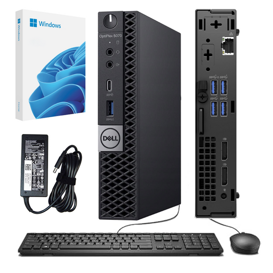 Post-exhibition Set Dell Optiplex 5070 Micro i5-9500T 6x2.2GHz 16GB 256GB SSD WIFI Windows 10 Professional with keyboard and mouse