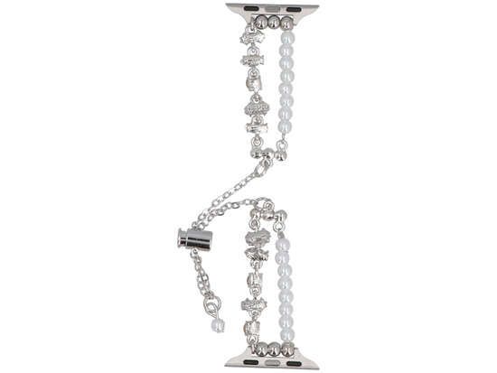 Neue Armbanduhr GlacierX Slider Clasp Double Chain Bracelet Crystal Pink für Apple Watch 38/40/41mm Silber-Rosa