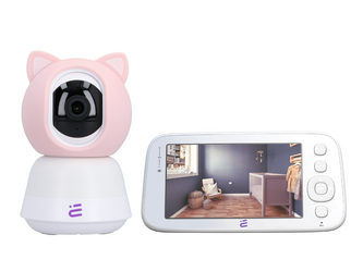 Nová inteligentní kamera chůvička WiFi otočná FHD alarm ukolébavky Baby Guard + monitor růžový Encore View