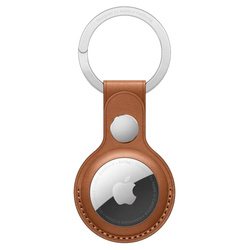 Leather Key Ring for Apple AirTag Golden Brown