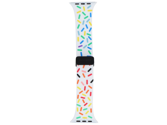 Nouveau bracelet GlacierX en silicone avec boucle magnétique White Confetti pour Apple Watch 42/44/45/49mm Multicolore