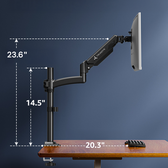 Nuovo Supporto da Scrivania Triadyn HighFlexMount per Monitor Singolo Televisore 13-34" Ergonomico Regolabile Rotante TRD-BLK-Hi1AL