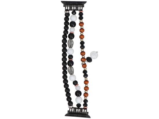 Nueva pulsera para smartwatch GlacierX Multi Strand Beaded Charm Bracelet Black Amber para Apple Watch 38/40/41mm Negro-ámbar.