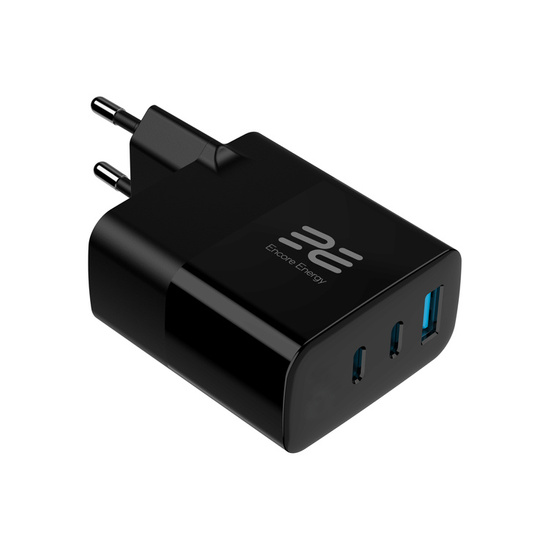 Nouveau chargeur secteur Encore Energy GaN QC 4+ PD 3.0 USB-A USB-C x2 65W MD-6583R avec écran + Adaptateur Samsung Micro USB vers USB-C