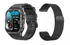 New GlacierX Lhotse Black smartwatch + Milanese strap