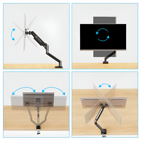 3 x New Triadyn FlexMount Desk Mount for Single Monitor TV 13-34" Ergonomic Adjustable Rotating TRD-BLK-1AL SET