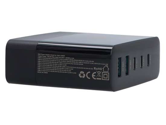 Nová síťová nabíječka Encore Energy GaN QC 4+ 5.0 PD 3.0 USB-A x2 USB-C x3 140W GaN-14083R s displejem + kabel USB-A USB-C 2m