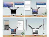Neuer Schreibtischhalter Triadyn TriMount für zwei Monitore und einen Laptop Ergonomisch Verstellbar Drehbar TRD-BLK-3AL-13"-32"