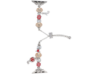 Nouvelle bracelet pour smartwatch GlacierX Slider Clasp Beaded Charm Bracelet Crimson Glow pour Apple Watch 38/40/41mm Argent-jaune-rouge