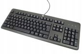 Klávesnice HP KU-1156 USB kancelářská černá QWERTY + nálepky bez nožiček
