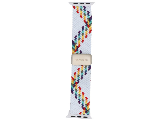 Nueva correa GlacierX con hebilla magnética trenzada Prism Stripes para Apple Watch 38/40/41mm Blanco-arcoíris