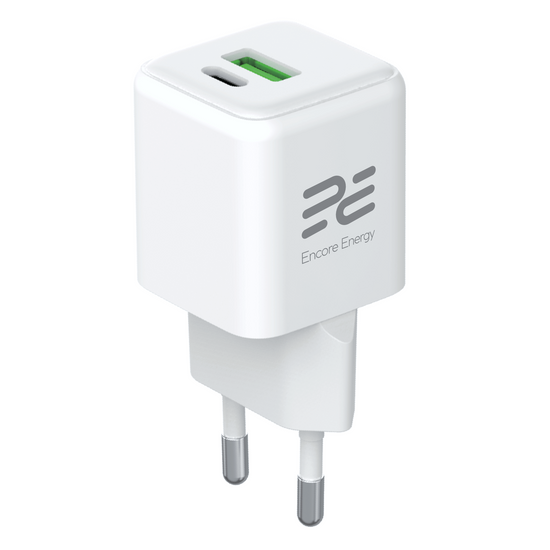 Нова мережна зарядка GaN 20W USB-A USB-C QC PD Encore Energy MD-2083ZC