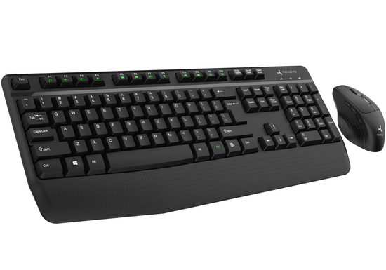 Новий Безпровідний Офісний Комплект Triadyn CYLLENE Клавіатура ELARA PLUS QWERTY та Миша GANYMEDE 1600 DPI Для Дому Офісу