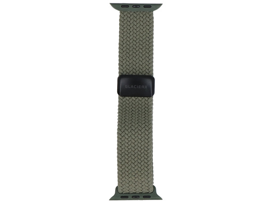 Nuovo cinturino GlacierX con fibbia magnetica intrecciata Dark Olive per Apple Watch 42/44/45/49mm Oliva