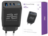 New GaN 45W USB-A + 2x USB-C QC PPS PD Encore Energy MD-4583RA wall charger