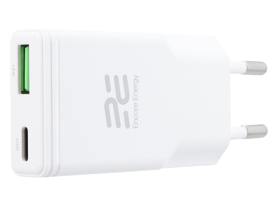 Nuovo caricabatterie da rete SLIM GaN 20W USB-A USB-C QC PD Encore Energy MD-2083ZA