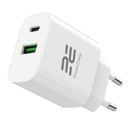 Neues Netzladegerät Encore Energy PD 3.0 Quick Charge 4.0 USB-A USB-C Schnellladegerät 20W + Samsung Combo USB-Kabel