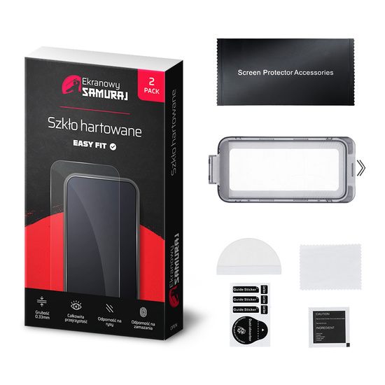 Nuevo Vidrio templado Ekranowy Samuraj para Apple iPhone 14 Pro Max con Easy Fit Frame | 2-Pack