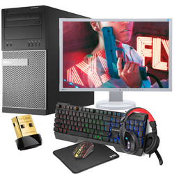 Dell Tower Gaming Set i5 16GB 240GB SSD Windows 10 Home + WIFI + EIZO 24" FHD Monitor + Tracer MAMOOTH Gaming Set + cabling