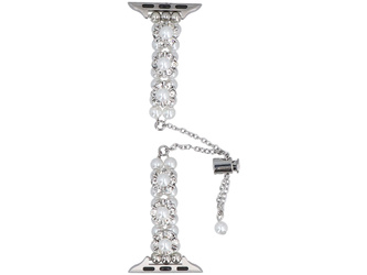 Neue Armbanduhr GlacierX Slider Clasp Blossom Charm Bracelet Pearl Gleam für Apple Watch 38/40/41mm Silber-perlmutt