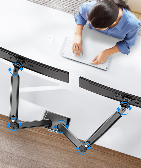 Новий настільний тримач Triadyn DuoFlexMount для двох моніторів телевізорів 13-32" ергономічний регульований обертовий TRD-BLK-2AL-13"-32"