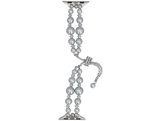 Nueva pulsera para smartwatch GlacierX Slider Clasp Double Chain Pearl Bracelet Silver Gleam para Apple Watch 38/40/41mm Plateada