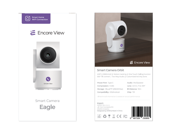 Nuova telecamera domestica intelligente WiFi PTZ 4Mpx FHD 3x Zoom visione notturna IR USB-C Encore View Eagle