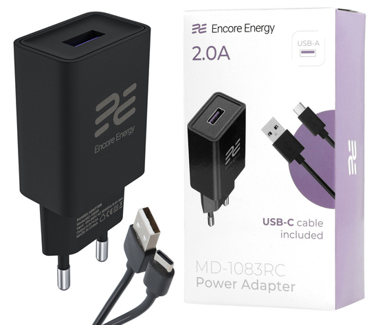 Nouveau chargeur mural USB-A 10W Encore Energy + câble USB-C chargeur universel MD-1083RC